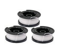 BLACK+DECKER A6485-XJ Pack de 3 Bobinas de Repuesto para Cortabordes, Hilo de Nylon Transparente y Duradero, 10 m de Largo, 1.6 mm de Diámetro, Encaja con Desbrozadora Black+Decker