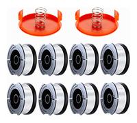 Carrete de repuesto para desbrozadora compatible con Black & Decker A6481 y A6485, línea de 1,65 mm, 9 m de longitud, paquete de 8 carretes.
