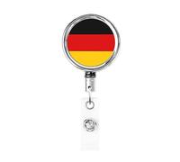 Carrete de soporte de insignia de Metal resistente con bandera de Alemania, soporte de insignia retráctil con Clip de cinturón para titular de tarjeta de nombre clave empleado maestro