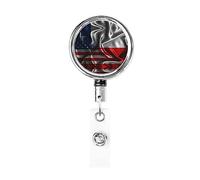 Carrete de soporte de insignia de metal resistente con bandera de amistad de Chile América, soporte de insignia retráctil con clip de cinturón para titular de tarjeta de nombre clave empleado maestro