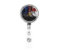 Carrete de soporte de insignia de metal resistente con bandera de Egipto América, soporte de insignia retráctil con clip de cinturón para titular de tarjeta de nombre clave empleado maestro