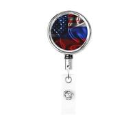 Carrete de soporte de insignia de metal resistente con bandera de Eslovenia América, soporte de insignia retráctil con clip de cinturón para titular de tarjeta de nombre clave empleado maestro