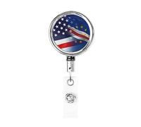 Carrete de soporte de insignia de metal resistente con bandera de Estados Unidos y Cabo Verde, soporte de insignia retráctil con clip de cinturón para titular de tarjeta de nombre clave empleado maest
