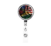 Carrete de soporte de insignia de metal resistente con bandera de Guyana América, soporte de insignia retráctil con clip de cinturón para titular de tarjeta de nombre clave empleado maestro