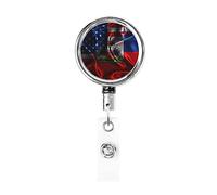 Carrete de soporte de insignia de metal resistente con bandera de Haití América, soporte de insignia retráctil con clip de cinturón para titular de tarjeta de nombre clave empleado maestro