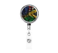 Carrete de soporte de insignia de metal resistente con bandera de Jamaica América, soporte de insignia retráctil con clip de cinturón para titular de tarjeta de nombre clave empleado maestro