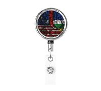 Carrete de soporte de insignia de metal resistente con bandera de la República Centroafricana América, soporte de insignia retráctil con clip para cinturón para titular de tarjeta de nombre clave empl