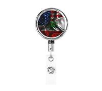 Carrete de soporte de insignia de metal resistente con bandera de Líbano América, soporte de insignia retráctil con clip de cinturón para titular de tarjeta de nombre clave empleado maestro