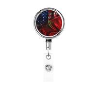Carrete de soporte de insignia de metal resistente con bandera de Marruecos América, soporte de insignia retráctil con clip de cinturón para titular de tarjeta de nombre clave empleado maestro