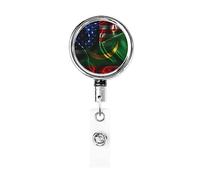 Carrete de soporte de insignia de metal resistente con bandera de Mauritania América, soporte de insignia retráctil con clip de cinturón para titular de tarjeta de nombre clave empleado maestro