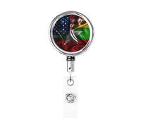 Carrete de soporte de insignia de metal resistente con bandera de Myanmar América, soporte de insignia retráctil con clip de cinturón para titular de tarjeta de nombre clave empleado maestro