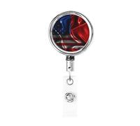 Carrete de soporte de insignia de metal resistente con bandera de Samoa América, soporte de insignia retráctil con clip de cinturón para titular de tarjeta de nombre clave empleado maestro