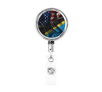 Carrete de soporte de insignia de metal resistente con bandera de Tanzania América, soporte de insignia retráctil con clip de cinturón para titular de tarjeta de nombre clave empleado maestro
