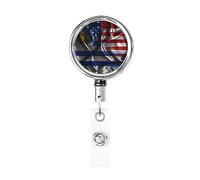 Carrete de soporte de insignia de metal resistente con bandera de Uruguay América, soporte de insignia retráctil con clip de cinturón para titular de tarjeta de nombre clave empleado maestro