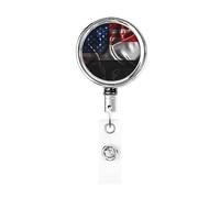 Carrete de soporte de insignia de metal resistente con bandera de Yemen América, soporte de insignia retráctil con clip de cinturón para titular de tarjeta de nombre clave empleado maestro