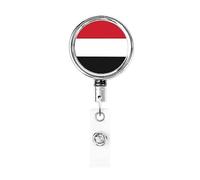 Carrete de soporte de insignia de Metal resistente con bandera de Yemen, soporte de insignia retráctil con Clip de cinturón para titular de tarjeta de nombre clave empleado maestro