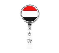 Carrete de soporte de insignia de Metal resistente con bandera de Yemen, soporte de insignia retráctil con Clip de cinturón para titular de tarjeta de nombre clave empleado maestro 1