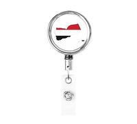 Carrete de soporte de insignia de Metal resistente con mapa de bandera de Yemen, soporte de insignia retráctil con Clip de cinturón para titular de tarjeta de nombre clave empleado maestro