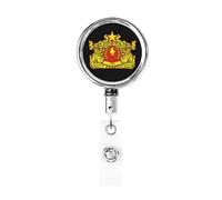 Carrete de soporte de insignia de metal resistente con sello estatal de Myanmar, soporte de insignia retráctil con clip de cinturón para titular de tarjeta de nombre clave empleado maestro 1