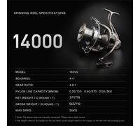 Carrete de spinning para lanzamientos largos, de 25 kg, relación de transmisión de 4.8:1, con junta del eje principal y rodillo de hilo, intercambiable para zurdos y diestros, carrete de pesca para y
