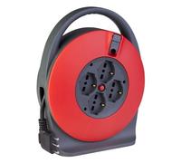 Carrete Eléctrico Poly pool, Modelo PP2742, 4 Enchufes, Colores Rojo Y Negro