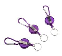 Carrete Llavero 3 Unids Heavy Duty Retráctil Llavero Llavero Llavero Badge Carrete Clip de Cable con Cuerda de Nylon mosquetón para Herramienta (Purple)