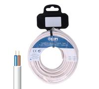 Carrete manguera tubular H05VV-F 2 x 0,75 mm² blanco, 5 m, ideal para extensión eléctrica en exteriores y proyectos de bricolaje.