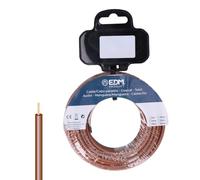 Carrete para cable de 1,50 mm² marrón, 15 m, ideal para conexiones eléctricas y uso en instalaciones domésticas.