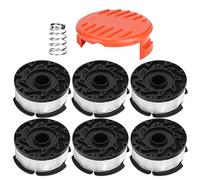 Carrete para cortacésped, 6 piezas de cuerdas para desmalezar, carrete para cortacésped con tapa y piezas de repuesto de resorte, accesorios aptos para BLACKDECKER AF100