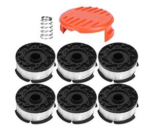 Carrete para cortacésped, 6 piezas de cuerdas para desmalezar, carrete para cortacésped con tapa y piezas de repuesto de resorte, accesorios aptos para BLACKDECKER AF100