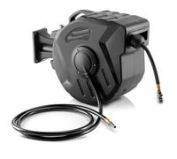 Carrete para manguera de aire comprimido STAHLWERK 20+2 m con rebobinado automático hasta 18 bar acoplamiento rápido estándar, función de encaje, carcasa de plástico robusta, juego de montaje en pared