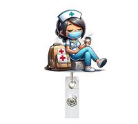 Carrete retráctil de insignia de enfermera con clip para decoración de etiquetas de nombre, para enfermería, médicos, trabajadores de urgencias y médicos