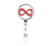 Carrete retráctil de metal, con forma de corazón rojo, con símbolo de infinito, soporte giratorio para tarjetas de identificación, llavero para enfermera, médico, profesor, oficina