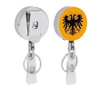 Carrete retráctil de metal del Sacro Imperio Romano Germánico, bonitos clips para credencial de identificación con clip para cinturón, llavero y correas de PVC transparentes.