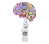 Carrete retráctil resistente con corazón pulmón cerebro acrílico arte seguro soporte de identificación para profesionales de la salud, estudiantes del Reino Unido (cerebro)