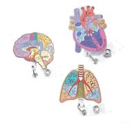 Carrete retráctil resistente con corazón, pulmón, cerebro, acrílico, soporte de identificación seguro para profesionales de la salud, estudiantes del Reino Unido (corazón)