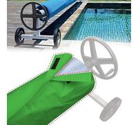 Carrete Solar para Piscina, Manta Solar para Carrete Piscina Protector Impermeable Lona Protectora con Velcro Resistente Cubierta (Green, 550*96cm)