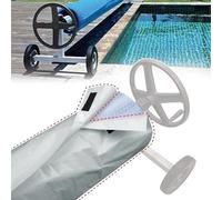 Carrete Solar para Piscina, Manta Solar para Carrete Piscina Protector Impermeable Lona Protectora con Velcro Resistente Cubierta (Gray, 730*76cm)
