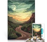 Carretera clásica del Desierto al Atardecer Rompecabezas para Adultos de 1000 Piezas Juegos de relajación Interacción Entre Padres e Hijos 38x26cm
