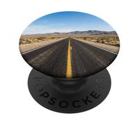 Carretera del Desierto Largo Recto Camino Vasta Vista del Paisaje PopSockets PopGrip Adhesivo