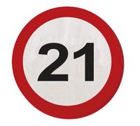 Carretera servilleta signo de número 21 cumpleaños 20St. Escudo partido