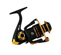 Carretes De Pesca Surfcasting Rueda Giratoria Dorada con Mango Madera Copa Alambre Aleación Aluminio Metal Equipo Pesca Base Alta Resistencia(2000)