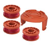 Carretes de recambio compatibles con Worx WG180 WG163 WG175 hilo de corte Ø1.65 mm 3 metros 3 carretes y 1 tapa para cortadora de césped y recortadora de línea