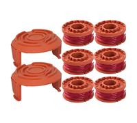 Carretes de recambio compatibles con Worx WG180 WG163 WG175 hilo de corte Ø1.65 mm 3 metros 6 carretes y 2 tapa para cortadora de césped y recortadora de línea
