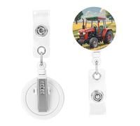 Carretes retráctiles con diseño de tractor, soporte para tarjetas de identificación con clip de cocodrilo, soporte para tarjetas de identificación para mujeres y hombres, clip de insignia colgante