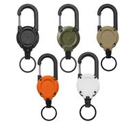 Carretes retráctiles para insignias, 5 llaveros retráctiles, carrete de insignia de cordón resistente con cable de acero de 23.6 pulgadas, soporte de insignia con carrete de cinturón para llaves para