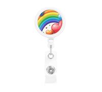 Carretes retráctiles para insignias con llavero, carretes de insignia de enfermera, ligeros, resistentes, clip de identificación de arco iris, corazón, tarjeta de identificación, soporte para llaves