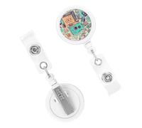 Carretes retráctiles resistentes para insignias con clip, bonito carrete de insignia de enfermera, clip decorativo para tarjeta de identificación con texto en inglés "I Love The 90s", para