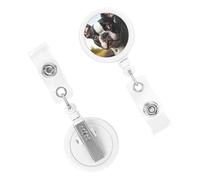 Carretes retráctiles resistentes para insignias con clip, bonito carrete de insignia de enfermera, clip decorativo para cachorros, perros, Boston Terrier, portatarjetas de identificación para