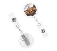 Carretes retráctiles resistentes para insignias con clip, bonito carrete de insignia de enfermera, clip decorativo para insignia, museo de Louvre en París, soportes para tarjetas de identificación